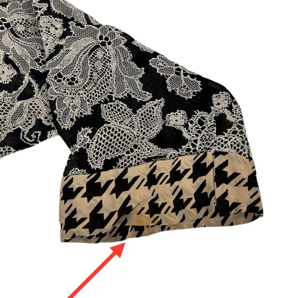 Tan and Black Floral Suit Jacket with V-Neckline - Picture 15 of 16